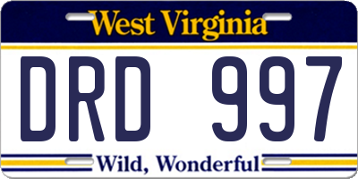 WV license plate DRD997