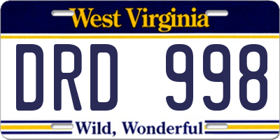 WV license plate DRD998