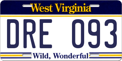 WV license plate DRE093