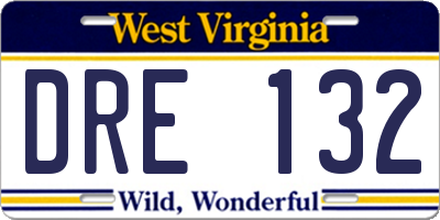 WV license plate DRE132