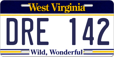 WV license plate DRE142