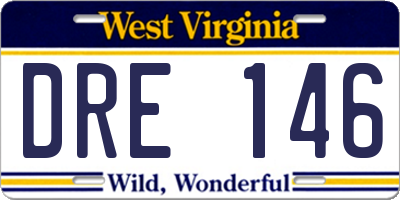 WV license plate DRE146