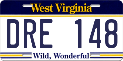 WV license plate DRE148