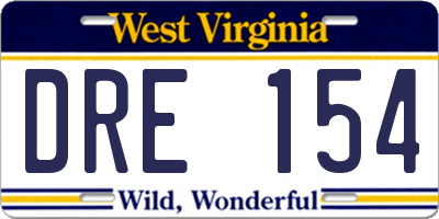 WV license plate DRE154
