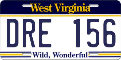 WV license plate DRE156
