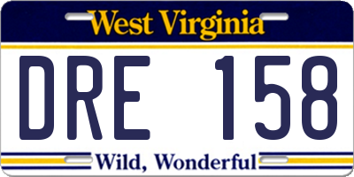 WV license plate DRE158