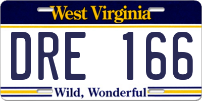 WV license plate DRE166