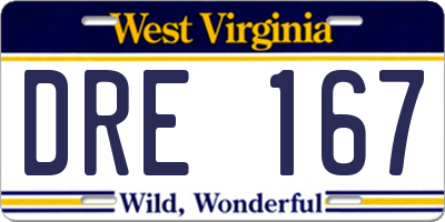 WV license plate DRE167