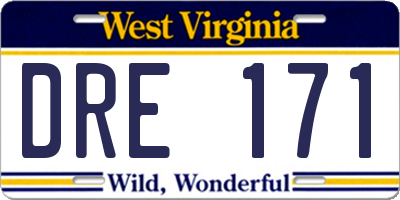 WV license plate DRE171
