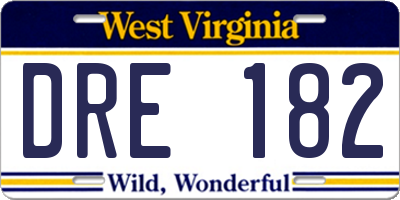 WV license plate DRE182