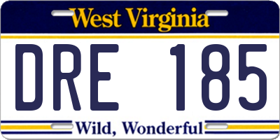WV license plate DRE185
