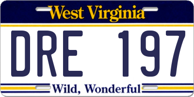 WV license plate DRE197