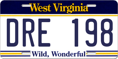 WV license plate DRE198