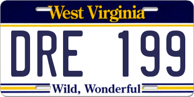 WV license plate DRE199
