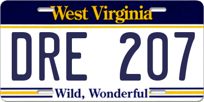WV license plate DRE207