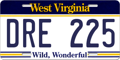 WV license plate DRE225