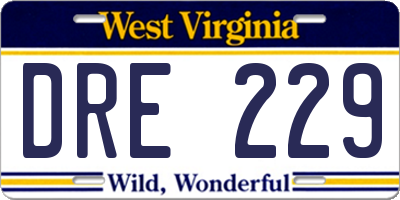 WV license plate DRE229