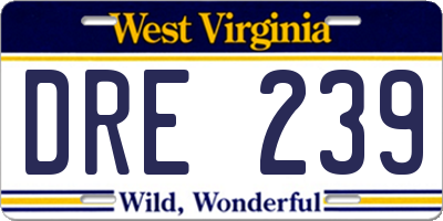 WV license plate DRE239
