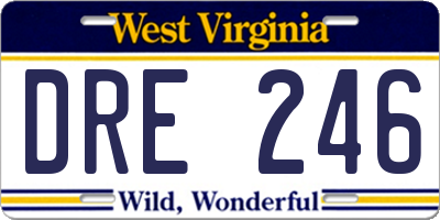 WV license plate DRE246