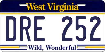 WV license plate DRE252