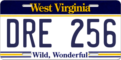WV license plate DRE256