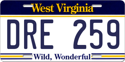 WV license plate DRE259