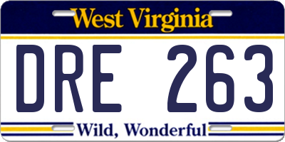 WV license plate DRE263