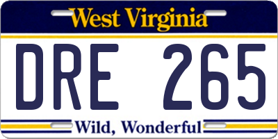 WV license plate DRE265