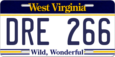 WV license plate DRE266