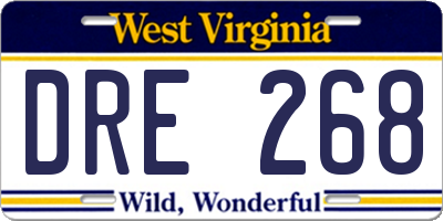 WV license plate DRE268