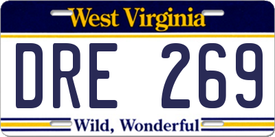 WV license plate DRE269