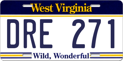 WV license plate DRE271