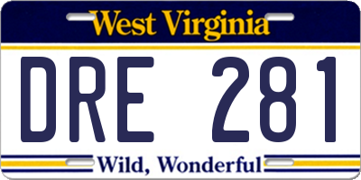 WV license plate DRE281
