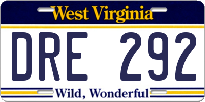 WV license plate DRE292