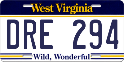 WV license plate DRE294
