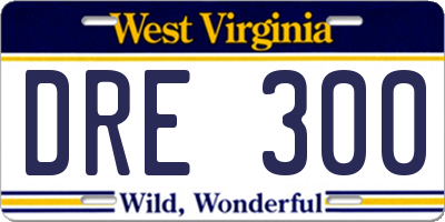 WV license plate DRE300