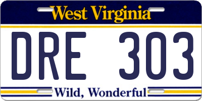WV license plate DRE303