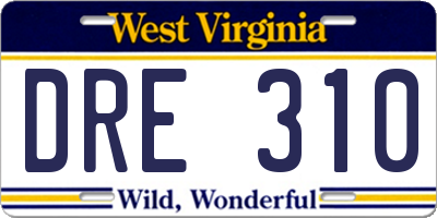 WV license plate DRE310