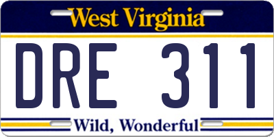 WV license plate DRE311