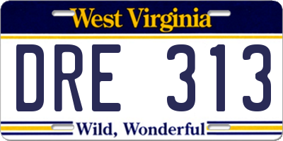 WV license plate DRE313