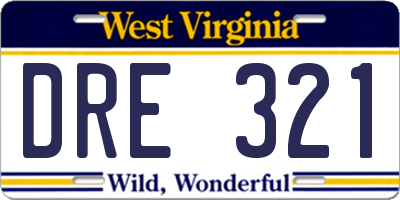 WV license plate DRE321