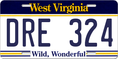 WV license plate DRE324