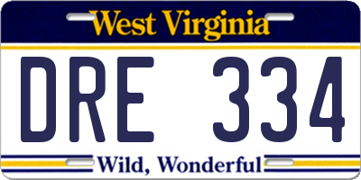 WV license plate DRE334