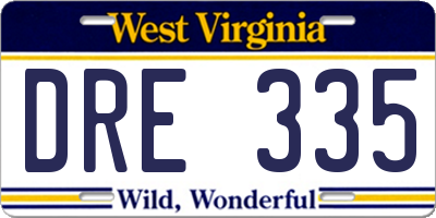 WV license plate DRE335