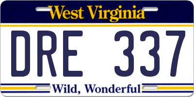 WV license plate DRE337