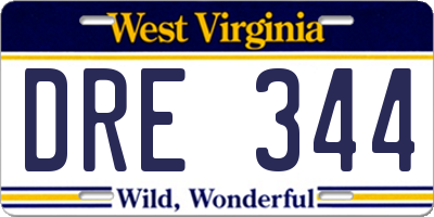 WV license plate DRE344
