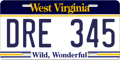 WV license plate DRE345