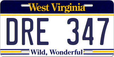 WV license plate DRE347