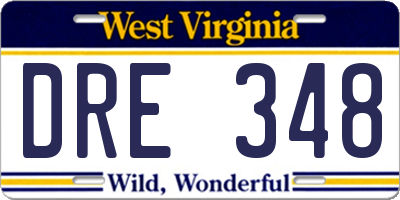 WV license plate DRE348