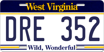 WV license plate DRE352